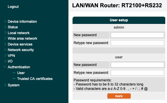 User Setup