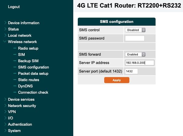 SMS Configuration