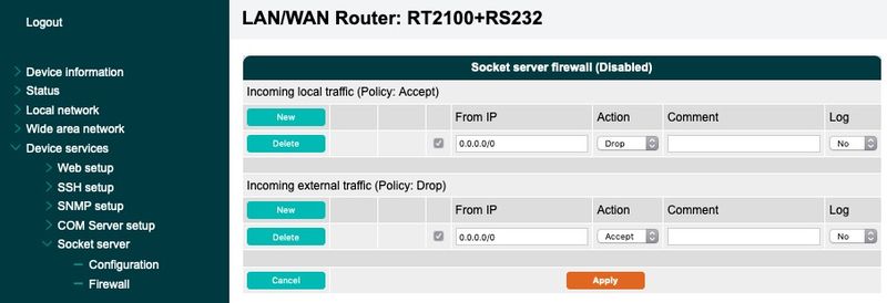 Socket-Server Firewall