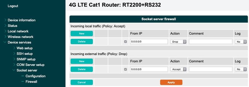 Socket-Server Firewall