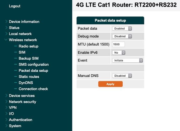 Packet Data Setup