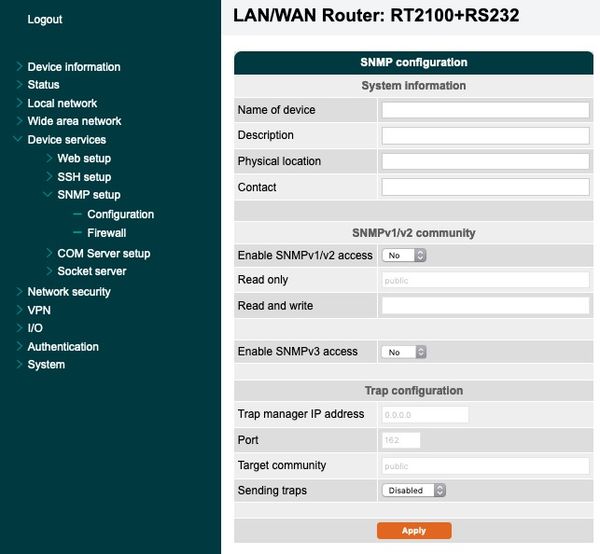 SNMP Setup Configuration