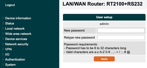 User Setup RT2100