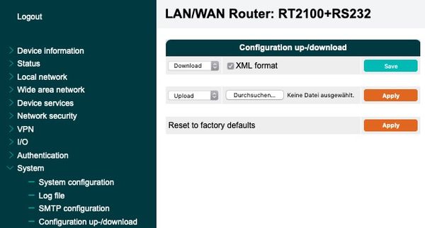 Configuration up down